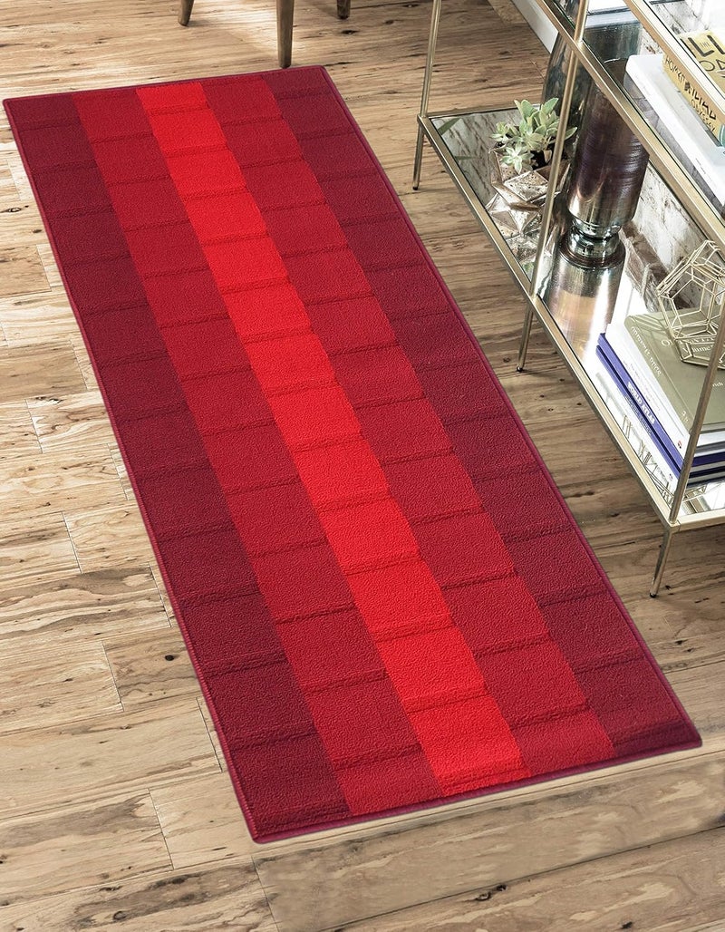 Status Contract Polypropylene Anti Skid Runner for Living Area | Rug for Bedroom |Rug for Dining Kitchen | Rug for Dining Table | Rug for Floor with Anti Slip Backing- 56X140 CM, Red - Image 1