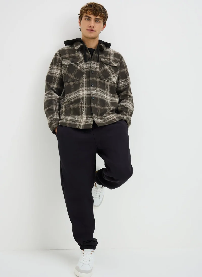 Matalan Khaki Hooded Check Shacket