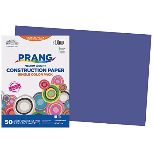 Prang (Formerly SunWorks) Construction Paper, Blue, 12" x 18", 50 Sheets - Image 1