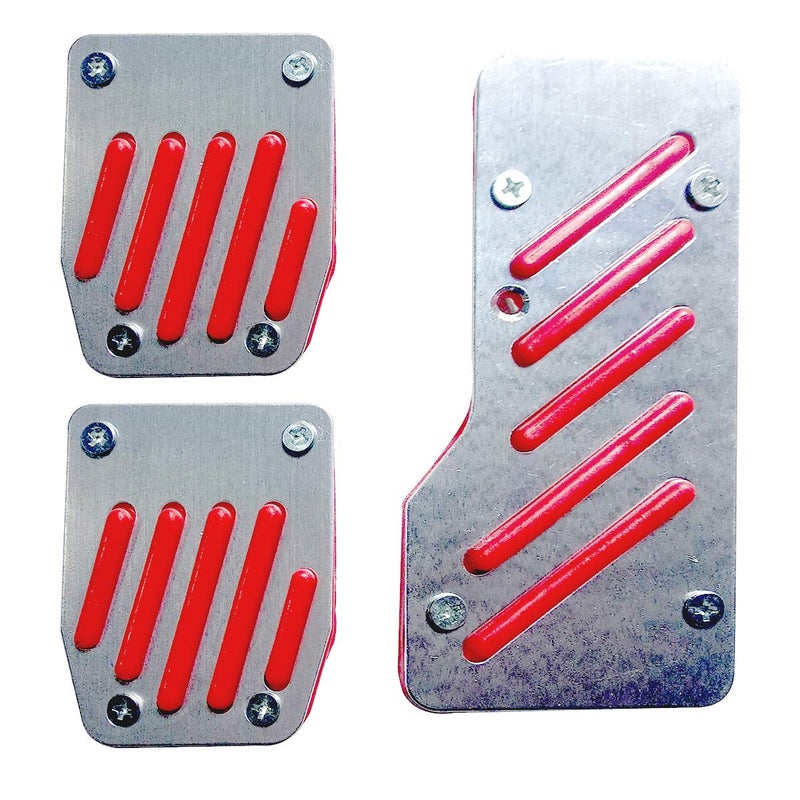 Oshotto 3 Pcs Non-Slip Manual CS-320 Car Pedals Kit Pad Covers Set Compatible with Hyundai Verna Fludic (Red) - Image 3
