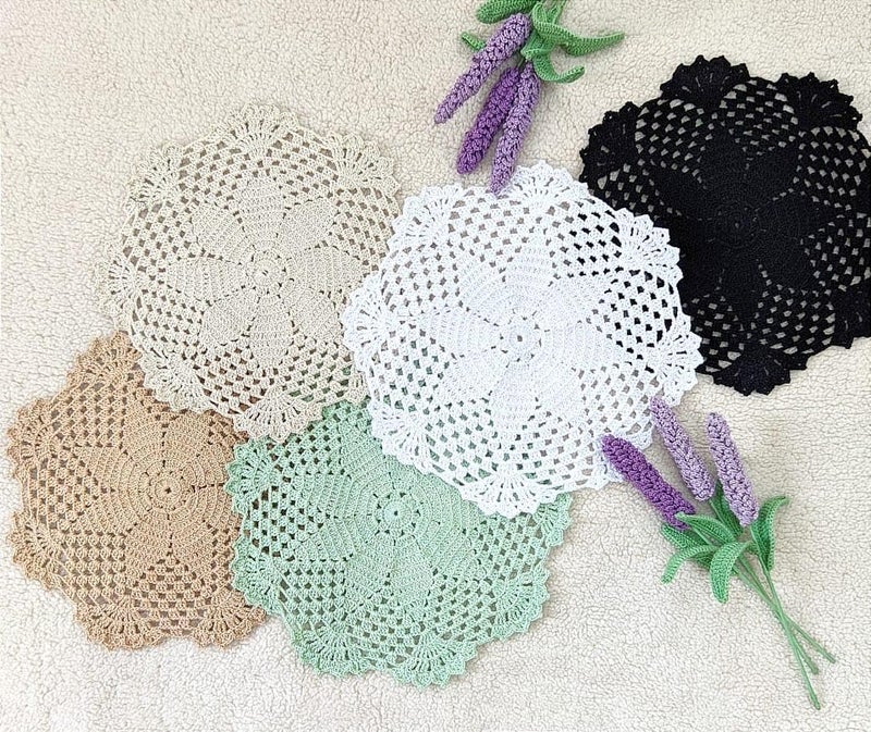 Happy Threads Lacy Cotton Handmade Crochet Doilies Beautiful Placemats for Dining Table and Home Decor Set of 2 Brown - Image 3