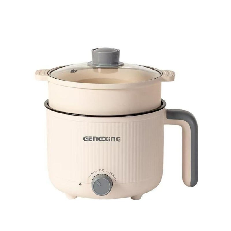 Mooka Mini Multipurpose Electric Cooker Kettle With Steamer 1.5 Liter Inner Pot Non-Stick Hotpot Cooker For Cooking Hot Water Rice Idli Momos Tea 600W Portable Travel - Image 1