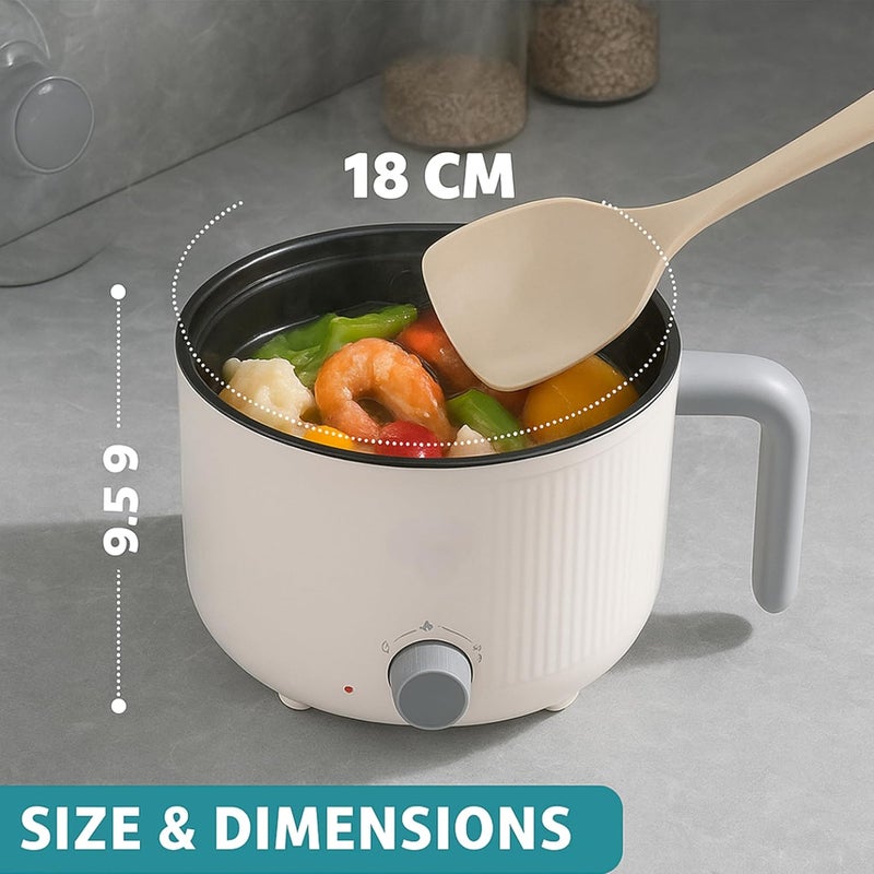 Mooka Mini Multipurpose Electric Cooker Kettle With Steamer 1.5 Liter Inner Pot Non-Stick Hotpot Cooker For Cooking Hot Water Rice Idli Momos Tea 600W Portable Travel - Image 3