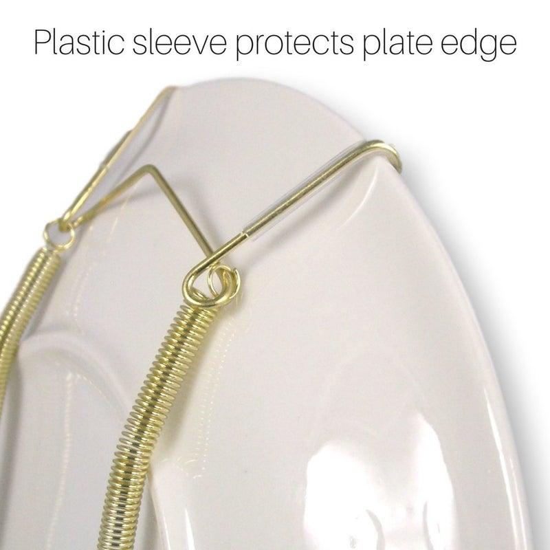 BANBERRY DESIGNS Banberry Designs Brass Vinyl Coated Plate Hanger 5 to 7 Inch Plates - Set of 4 - Includes Hook and Nail for Hanging - Image 4