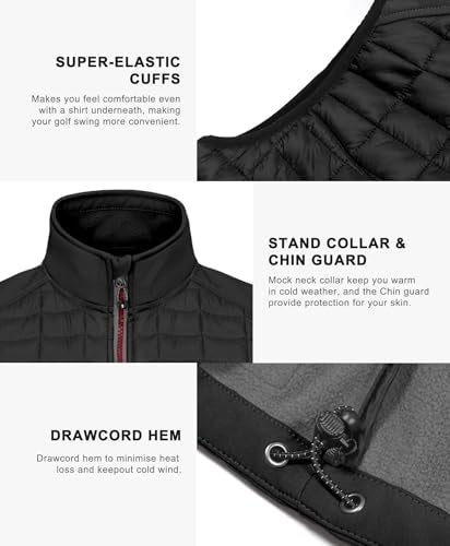 Little Donkey Andy Men’s Lightweight Puffer Vest, Warm Outdoor Sleeveless Jacket for Hiking Travel Running Black XL - Image 2