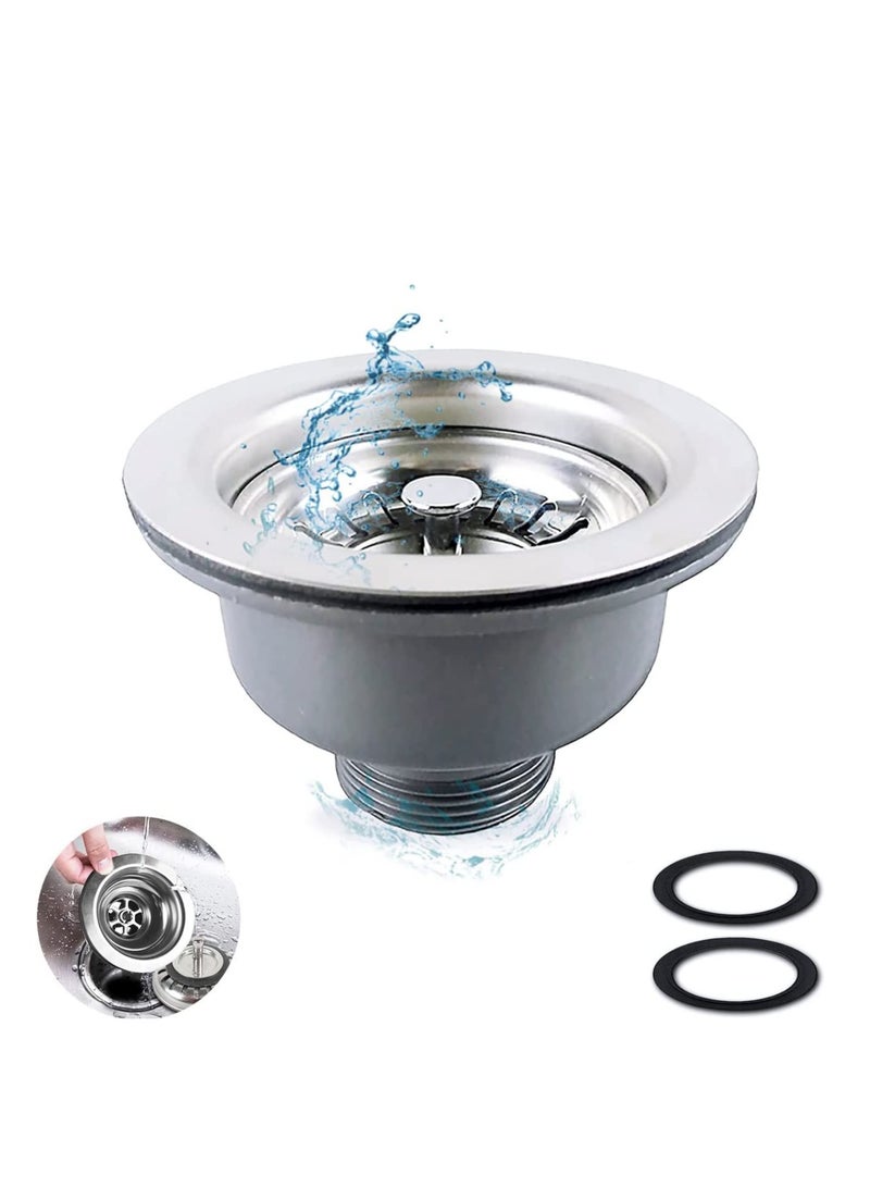 SOLARAE Kitchen Sink Collection Stainless Steel Strainer, Kitchen Sink Basket Waste Plug Sink Accessories Sink Drain Strainer Assembly 114mm - Image 1
