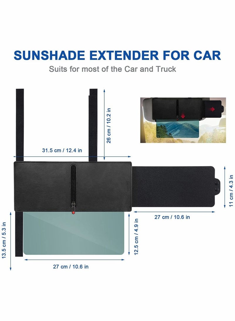 Polarized Sun Visor Sunshade Extender for Car with Zipper Slider, Anti-Glare Car Sun Visor Protects from Sun Glare, Snow Blindness, Fog, UV Rays, Universal for Cars, SUVs