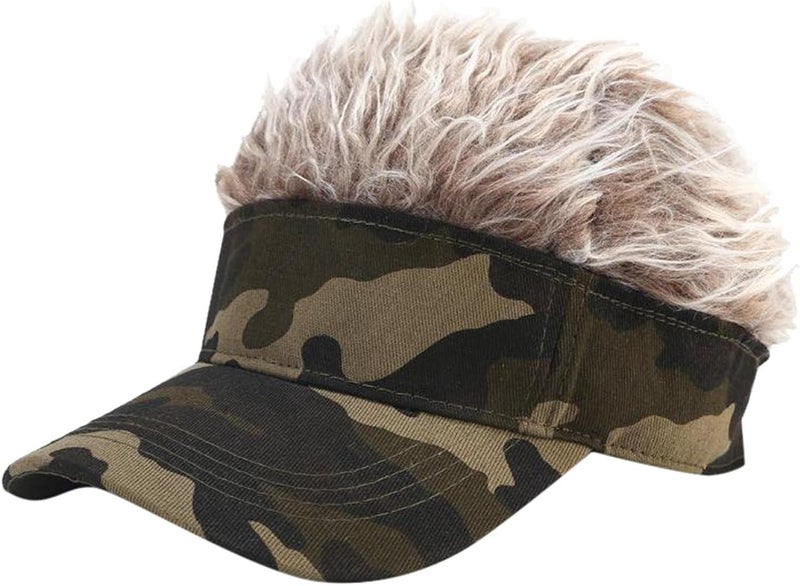 klarako Men's Novelty Visor Sun Golf Cap Wig Peaked Adjustable Baseball Hat - Image 3