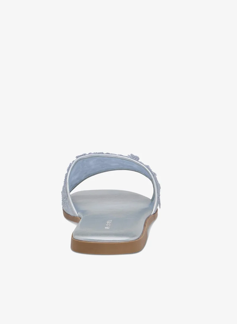 Flora Bella By Shoexpress SILVER Flora Bella Women Embellished Slide Sandals for Women | Best Price UAE