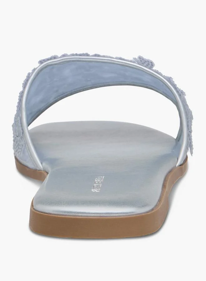 Flora Bella By Shoexpress SILVER Flora Bella Women Embellished Slide Sandals for Women | Best Price UAE