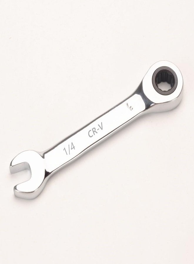 FLZOSPER 1/4-inch SAE Stubby Box End Head Geared Wrench, 72-Tooth Ratcheting Combination Wrench Spanner - Image 1