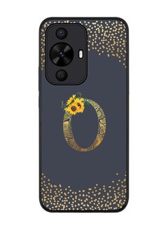 Stylizedd Rugged Black edge case for Huawei nova 12s / Huawei nova 11/ Huawei nova 12 Lite 4G,Custom Monogram Initial Letter Floral Pattern Alphabet - O (Grey)  - Image 1