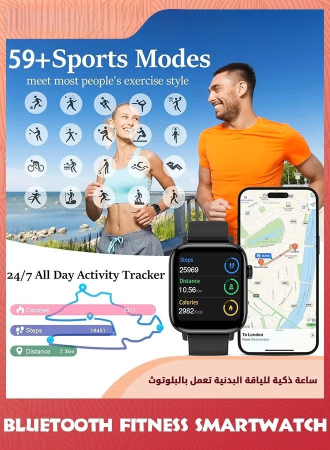 EETU New Upgraded Smart Watch,Smartwatches For Android iOS,2.01Fitness Tracker Bluetooth Call-Answer/Make,Waterproof Sport Watch With Heart Rate/Sleep Monitor,59+Sport Modes,Smartwatches For Men Women - Image 4
