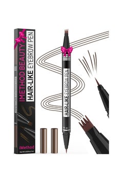 iMethod iMethod Microblading Eyebrow Pen - Eyebrow Pencil Magical 2-in-1 Dual-Ended Eye Brow Pencils for Women with 4-Fork-Tip & Precise Brush-Tip Create Natural Hair-Like Brows, Last All-Day, Dark Brown  - Image 1