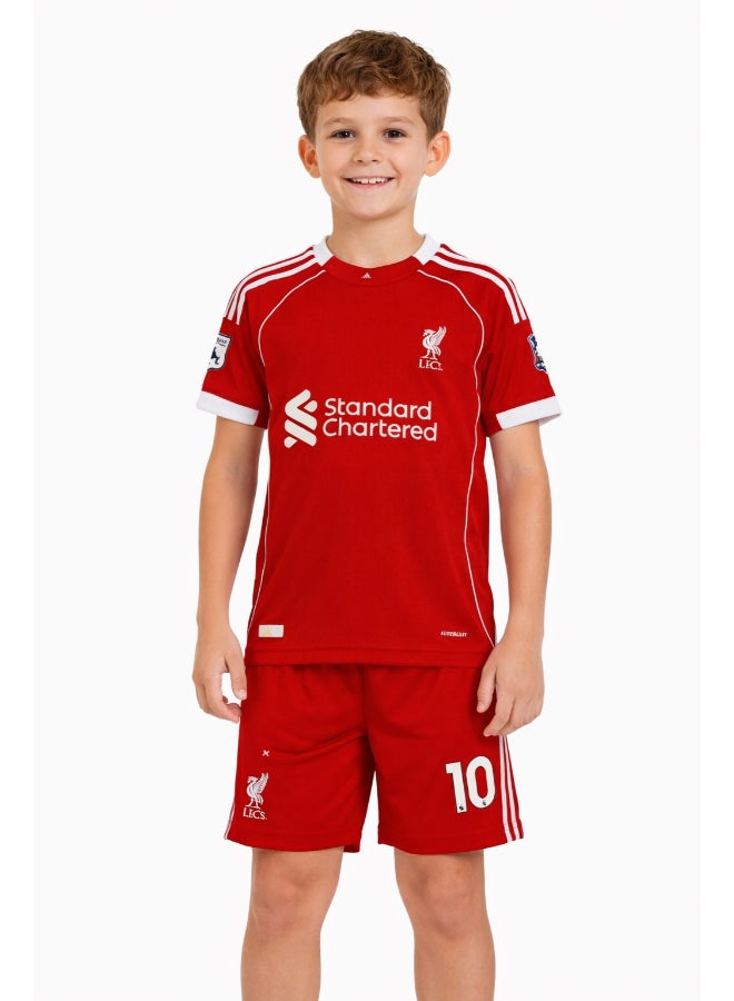 Toyland Liverpool FC Team Jersey Number 10 Kids Set– Football Kit Short Sleeve T-Shirt with Matching Shorts, Breathable Soccer Uniform-Size 34 - Image 2