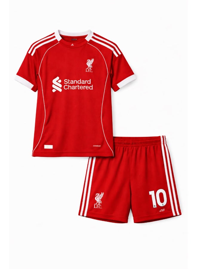 Toyland Liverpool FC Team Jersey Number 10 Kids Set– Football Kit Short Sleeve T-Shirt with Matching Shorts, Breathable Soccer Uniform-Size 34 - Image 1