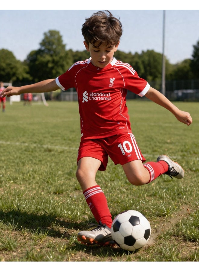 Toyland Liverpool FC Team Jersey Number 10 Kids Set– Football Kit Short Sleeve T-Shirt with Matching Shorts, Breathable Soccer Uniform-Size 34 - Image 4