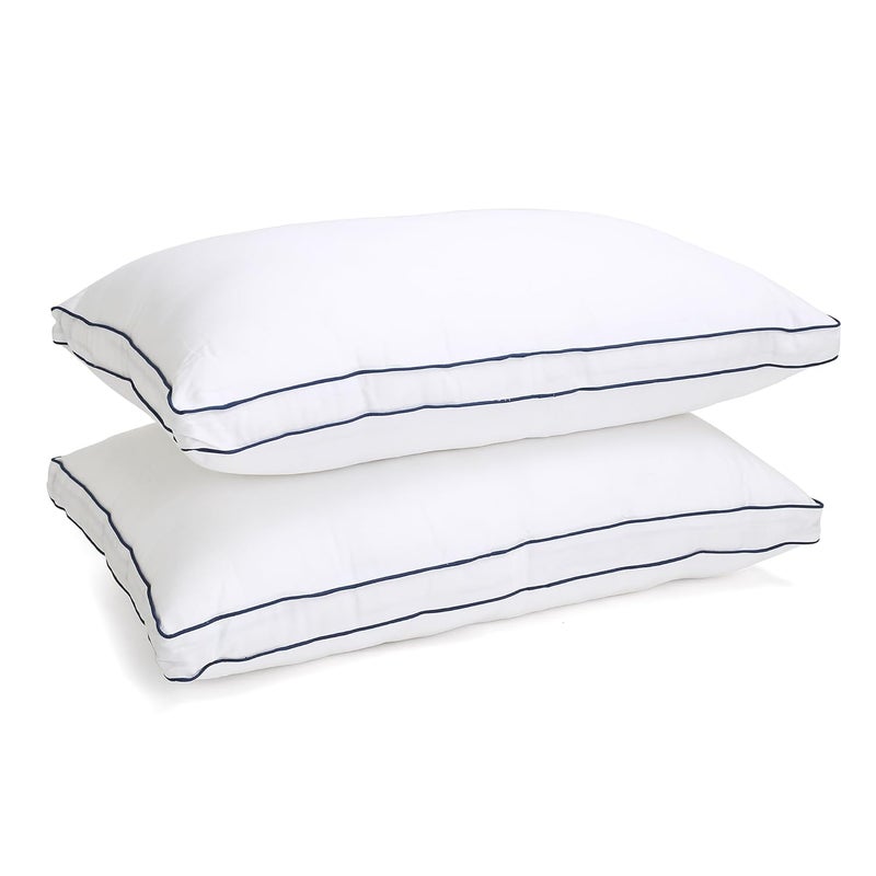 Elarra Home Supersoft Microfiber Loft Pillow White Blue Piping Size 43 cms x 68 cms 300TC Cotton Fabric 1200 GMS Super Soft Machine Washable Set of 1 - Image 3