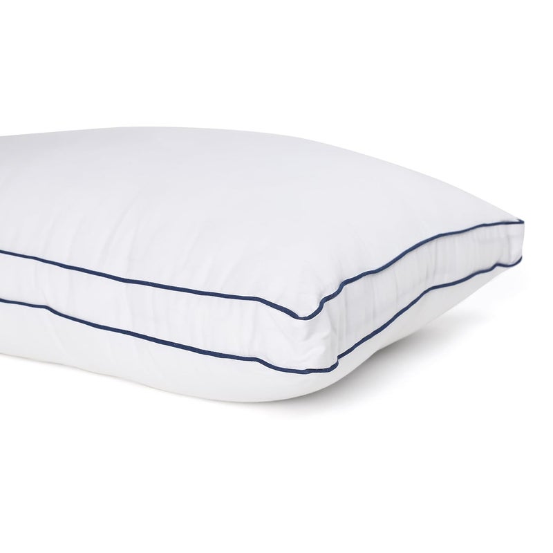 Elarra Home Supersoft Microfiber Loft Pillow White Blue Piping Size 43 cms x 68 cms 300TC Cotton Fabric 1200 GMS Super Soft Machine Washable Set of 1 - Image 2