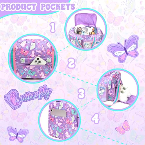 Oruiji Butterfly Kids Duffle Bag Girls Dance Bag Travel Overnight Sleepover Bags for Girls Gymnastics Sports Bags for Kids with Shoes Compartment - Image 5