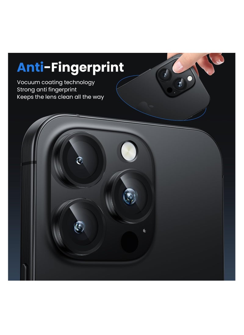 Aookay For iPhone 16 Pro / iPhone 16 Pro Max Camera Lens Protector, [Keep Original Shooting] Shatterproof 9H Ultra HD Tempered Metal Glass Camera Screen Protector Cover Film Accessories (Titanium Black)  - Image 4