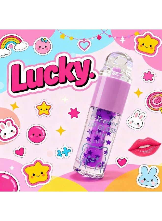 Lucky Purple Lip Gloss with Teddy bear Keychain - Image 2
