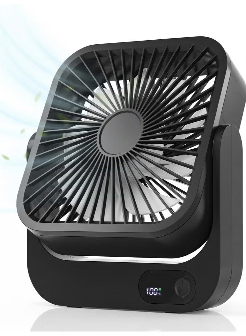 HOMIR Portable Fan – 5000mAh battery, 5 adjustable wind speeds, supports multi‑angle free airflow adjustment. Can be used as a mini desktop fan. Suitable for multiple occasions such as bedrooms, home, office, camping, travel, etc. Can also be used as a wall‑mountable fan. (Black) - Image 1