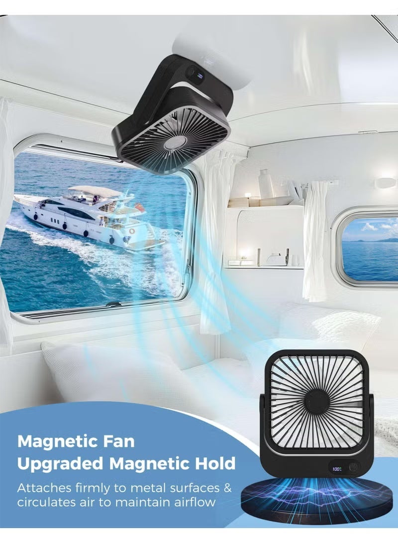 HOMIR Portable Fan – 5000mAh battery, 5 adjustable wind speeds, supports multi‑angle free airflow adjustment. Can be used as a mini desktop fan. Suitable for multiple occasions such as bedrooms, home, office, camping, travel, etc. Can also be used as a wall‑mountable fan. (Black) - Image 2