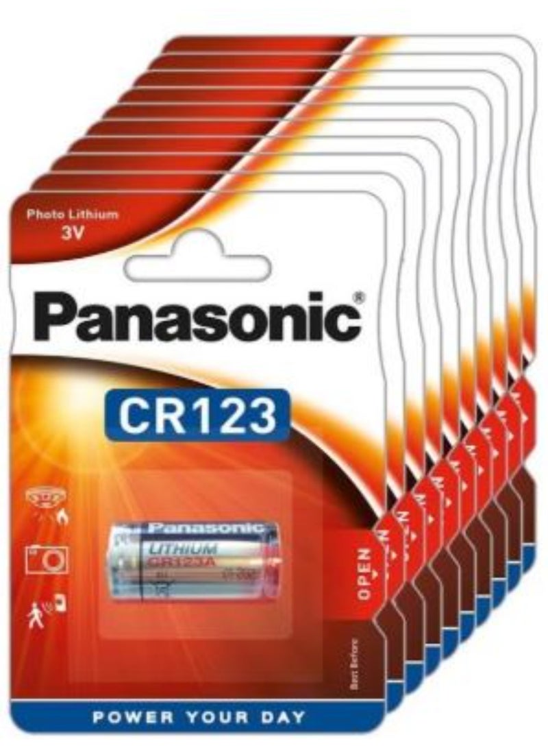 10-Pieces Panasonic CR123A Lithium 3V Batteries