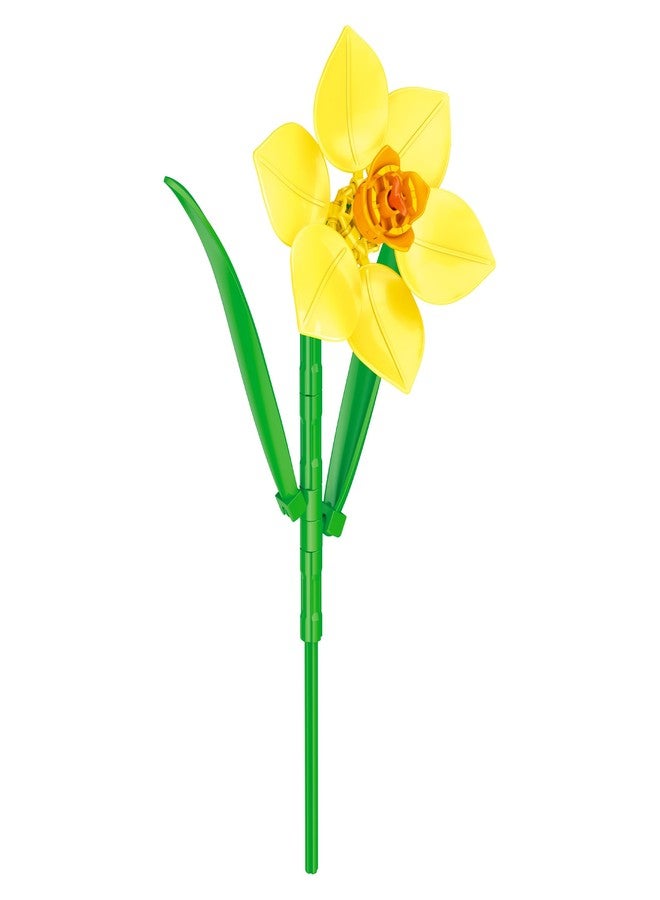 Brickcraft Bricktanicals Daffodil Building Set - Yellow Spring Flower Brick Model Kit, 32 PCS DIY Botanical Construction Toy for Kids 8+ & Adults, Decorative Artificial Flower Gift for Home Desk Decor - Image 2