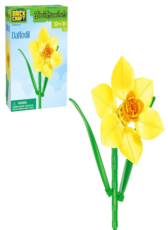 Brickcraft Bricktanicals Daffodil Building Set - Yellow Spring Flower Brick Model Kit, 32 PCS DIY Botanical Construction Toy for Kids 8+ & Adults, Decorative Artificial Flower Gift for Home Desk Decor - Image 1