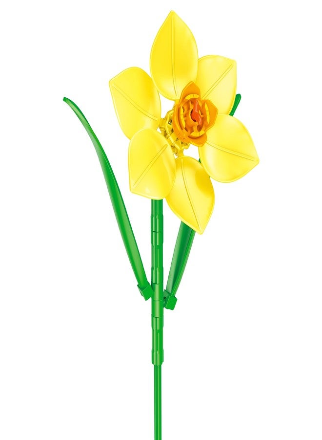 Brickcraft Bricktanicals Daffodil Building Set - Yellow Spring Flower Brick Model Kit, 32 PCS DIY Botanical Construction Toy for Kids 8+ & Adults, Decorative Artificial Flower Gift for Home Desk Decor - Image 3