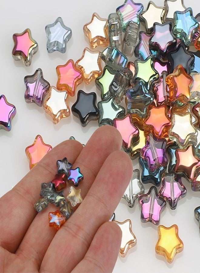 SUKPSY 50Pcs Electroplate Mixed Color Star Beads Mini Crystal Glass Spacer Beads Star Shape Charm Loose Beads for Making Bracelet Necklace Earring Jewelry DIY Crafts,0.31inch - Image 2