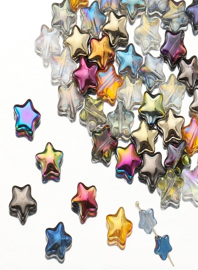 SUKPSY 50Pcs Electroplate Mixed Color Star Beads Mini Crystal Glass Spacer Beads Star Shape Charm Loose Beads for Making Bracelet Necklace Earring Jewelry DIY Crafts,0.31inch - Image 1