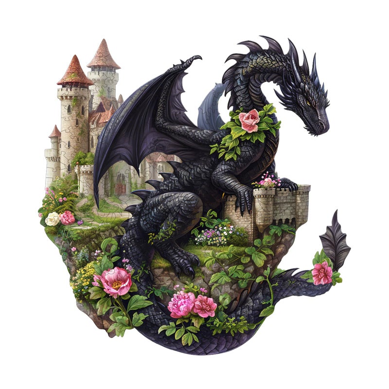 Purdicra Wooden Puzzles for Adults Dragon on Castle Wooden Jigsaw Puzzle Unique Animal Shaped Wood Puzzles Adult Christmas Birthday Gifts for FriendsFamily Home Decor 131 133in 290pcs - Image 3