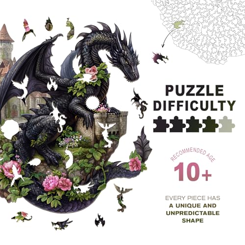 Purdicra Wooden Puzzles for Adults Dragon on Castle Wooden Jigsaw Puzzle Unique Animal Shaped Wood Puzzles Adult Christmas Birthday Gifts for FriendsFamily Home Decor 131 133in 290pcs - Image 5