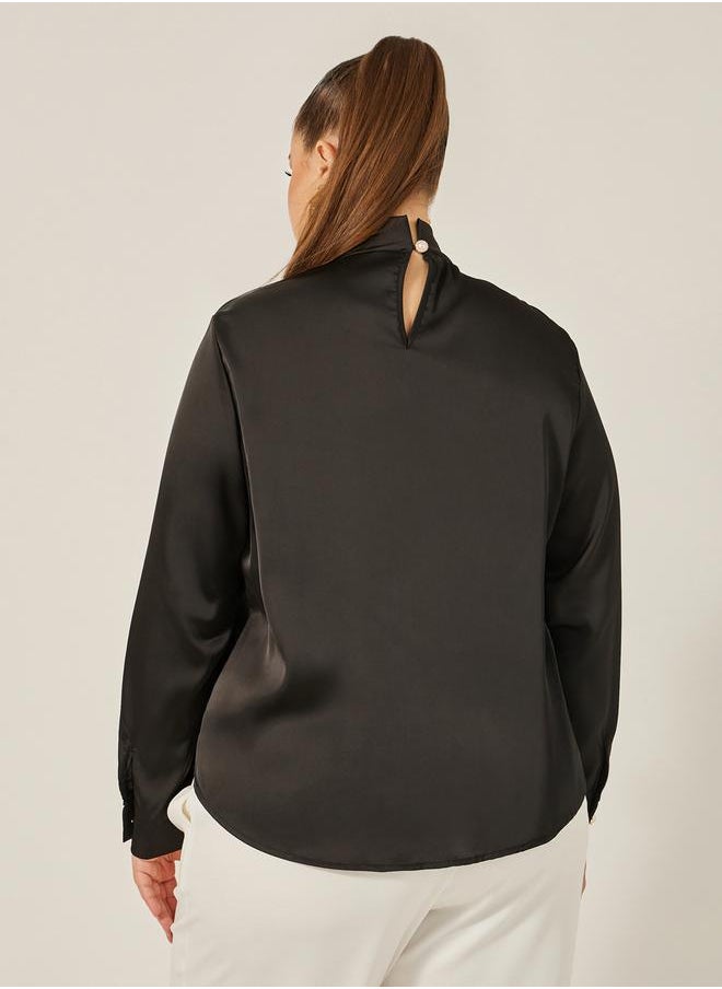Styli Plus Size Satin Twist Neck Regular Fit Blouse  - Image 5