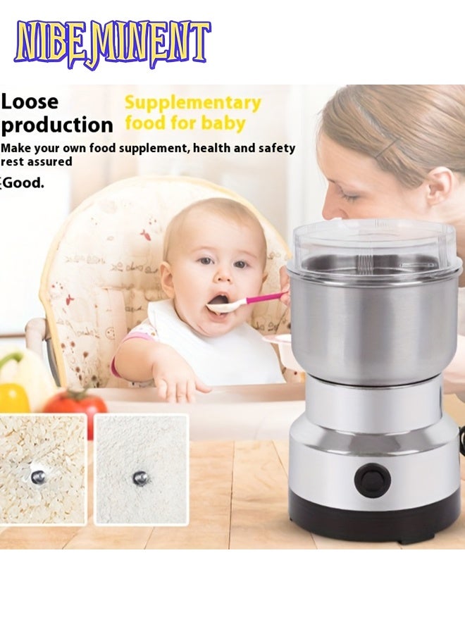 NIBEMINENT High Power Stainless Steel Grinder - Small Household Kitchen Food Crusher, Wall-Mountable, 220-240V Euro Plug, No Battery Needed, Efficient Grinding for Home and Restaurant Use, Kitchen Grinde - Image 5