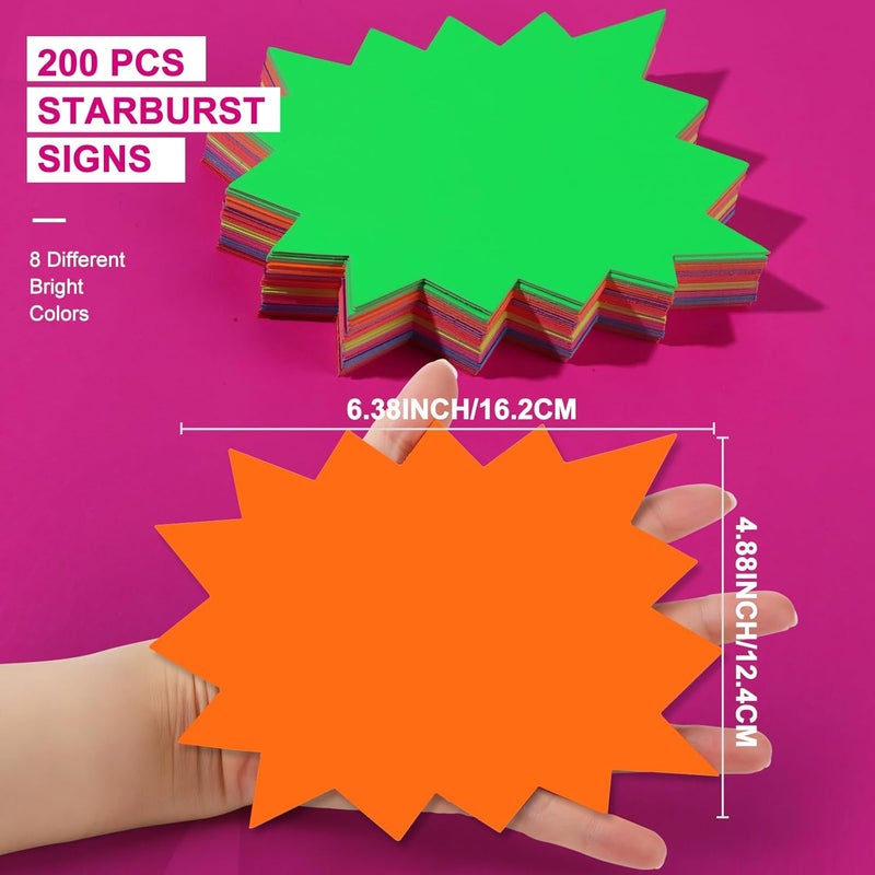 HNYYZL مجموعة علامات هنيزيل 120 قطعة على شكل نجمة متوهجة نيون تتضمن 80 قطعة من بطاقات البيع الفارغة على شكل نجمة و 40 قطعة من شرائط لاصقة شفافة من PVC مقاس 47 × 63 بوصة - Image 2