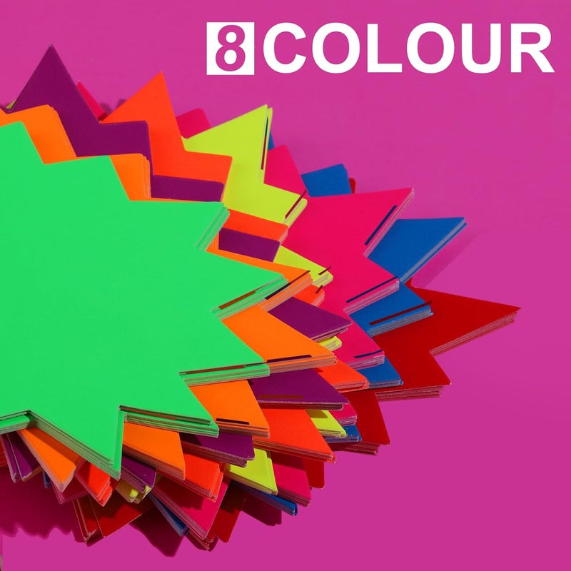 HNYYZL مجموعة علامات هنيزيل 120 قطعة على شكل نجمة متوهجة نيون تتضمن 80 قطعة من بطاقات البيع الفارغة على شكل نجمة و 40 قطعة من شرائط لاصقة شفافة من PVC مقاس 47 × 63 بوصة - Image 3