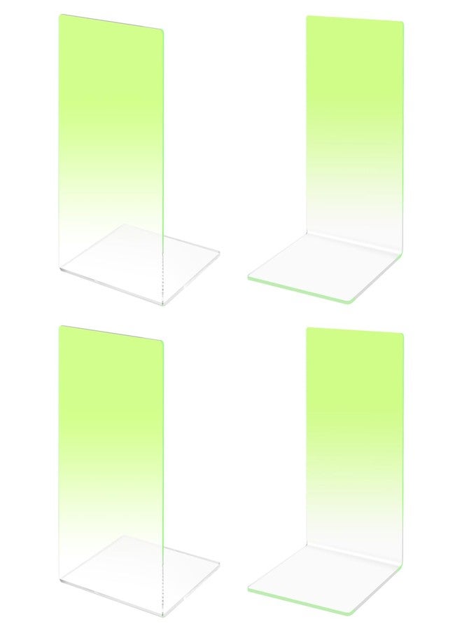 Honagu Book Ends, Acrylic Bookends, Clear Book End for Shelves, Desk Book Organizer, Book Stopper, Book Holder Stand Decorative for Heavy Books, CDs, Video Games (2 Pair/4 Pieces, Gradient Yellow) - Image 1