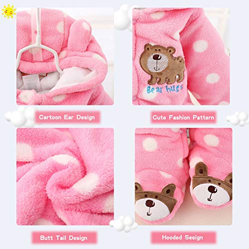 XIFAMNIY Baby Girls Boys Newborn Fleece Jumpsuit Footie Hooded Warm Thicken Snowsuit Outwear for Winter - Image 2