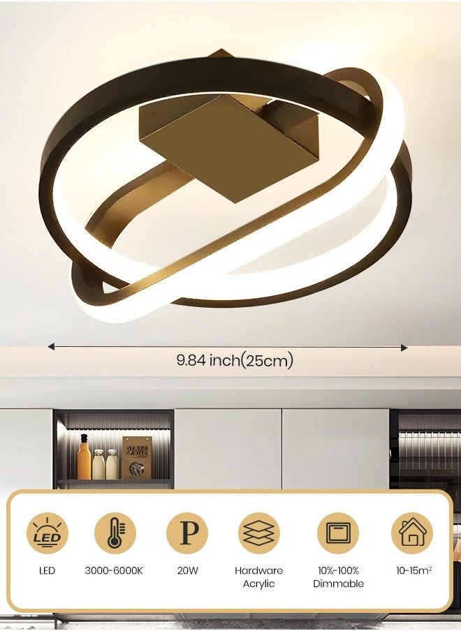 YATAI LIGHTING Modern LED Ceiling Light and Wall Lamp, 20W Flush Mount LED Light Fixture, 3-Color Dimmable, Black Aluminum & Acrylic, Ideal for Bedroom, Living Room  - Image 3