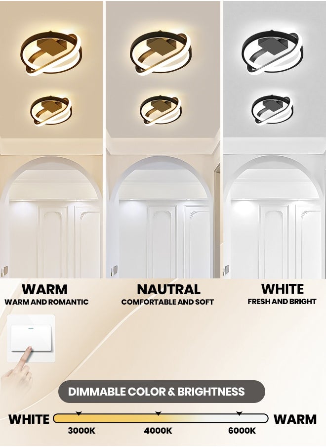 YATAI LIGHTING Modern LED Ceiling Light and Wall Lamp, 20W Flush Mount LED Light Fixture, 3-Color Dimmable, Black Aluminum & Acrylic, Ideal for Bedroom, Living Room  - Image 2
