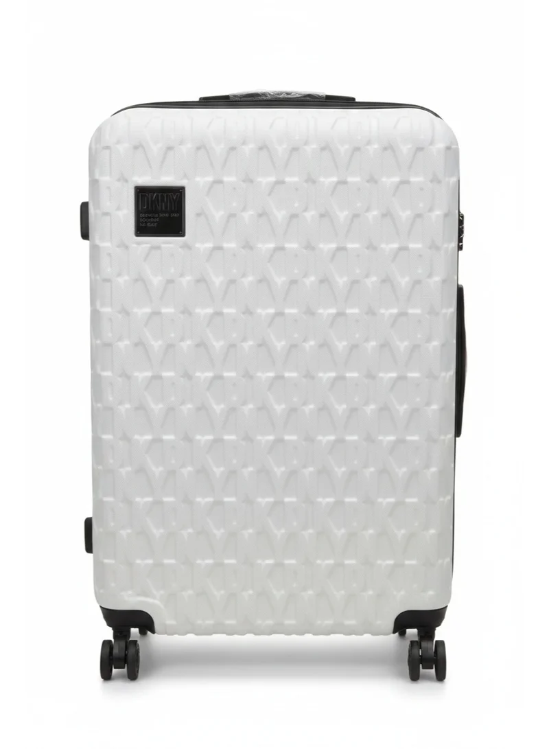 DKNY DKNY DNA Large Hard Shell Trolley Bag | 28-Inch Check-In Spinner Suitcase | White