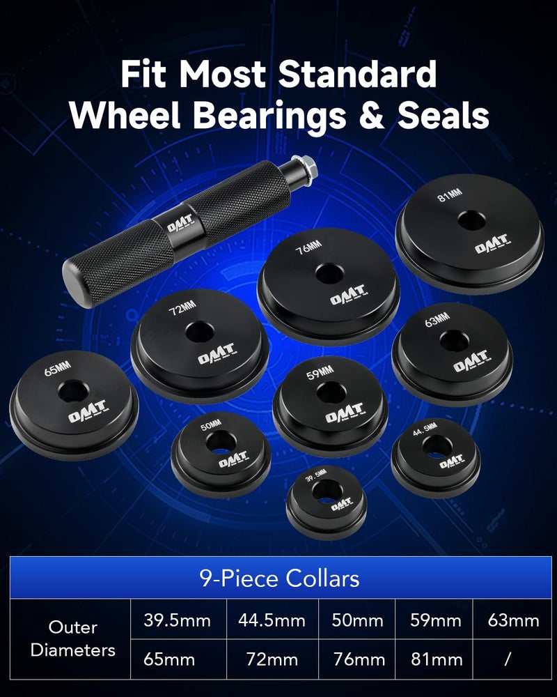 Orion Motor Tech Bearing Press Kit, 10pc Bearing Race and Seal Driver Set with Seal Driver and 9 Bearing Adapters, Seal Installer Bearing Driver Kit for Bearing Installation, with Blue Case - Image 2