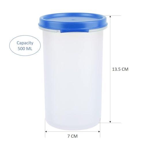 Raawan Plastic Kitchen Storage Containers – Round Storage Container with Removable Lid, Ideal for Fridge, Freezer, and Pantry Organization – 520ML - Pack of 6 - Image 4
