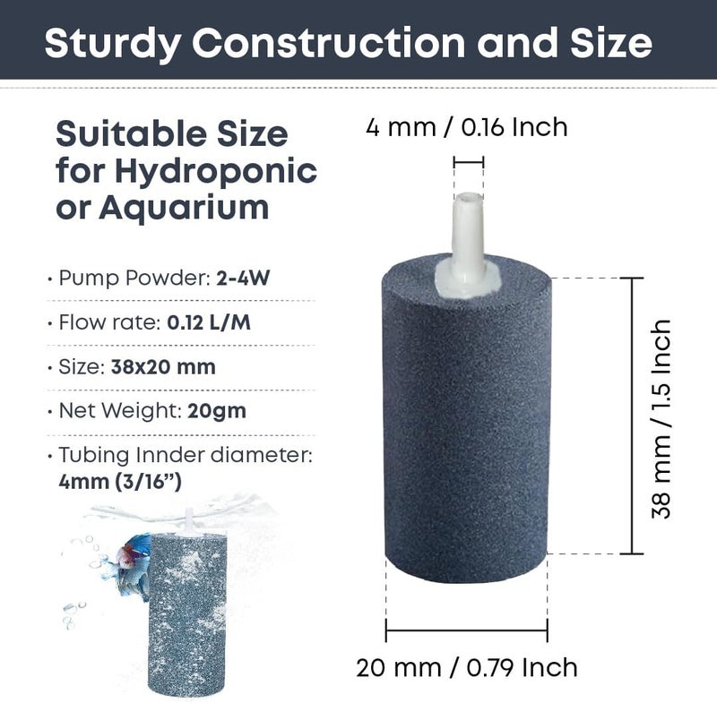Meridian Casa De Amor 1.5 Inch Air Stone Cylinder Bubble Diffuser – Grey, Pack of 5 - CT - Image 2