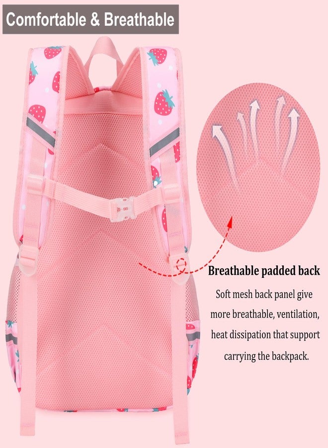 DSIUE School Backpacks for Girls and Boys Kids Backpack, Strawberry-pink, Medium, Modern - Image 4
