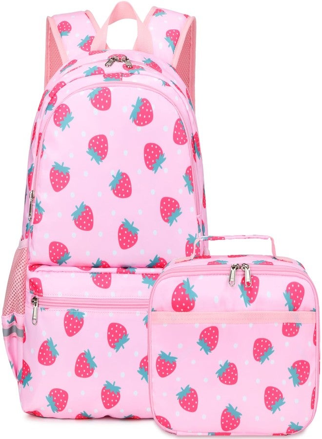 DSIUE School Backpacks for Girls and Boys Kids Backpack, Strawberry-pink, Medium, Modern - Image 1